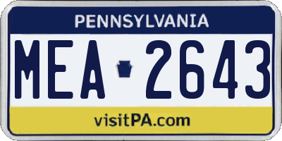PA license plate MEA2643