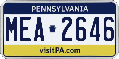 PA license plate MEA2646