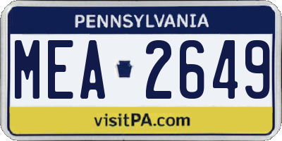 PA license plate MEA2649