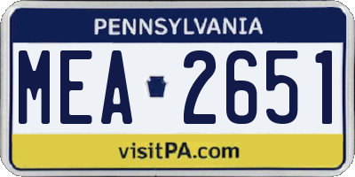 PA license plate MEA2651