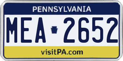 PA license plate MEA2652
