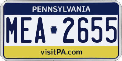 PA license plate MEA2655