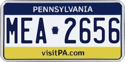 PA license plate MEA2656
