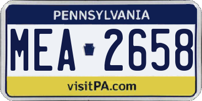 PA license plate MEA2658