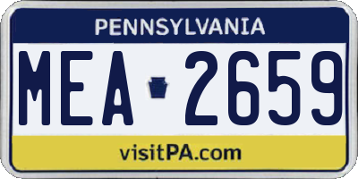 PA license plate MEA2659