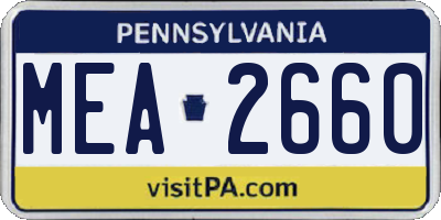 PA license plate MEA2660