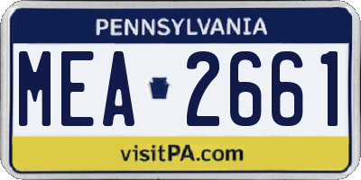 PA license plate MEA2661