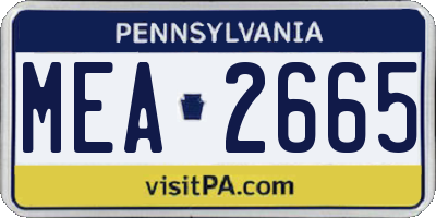 PA license plate MEA2665