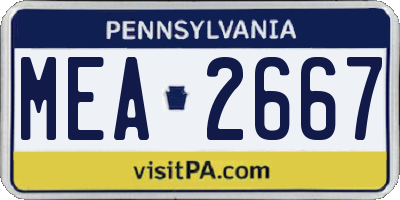 PA license plate MEA2667