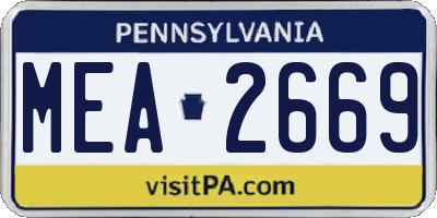 PA license plate MEA2669