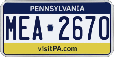 PA license plate MEA2670