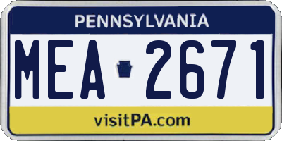 PA license plate MEA2671