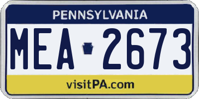 PA license plate MEA2673