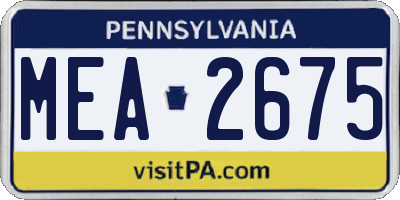 PA license plate MEA2675