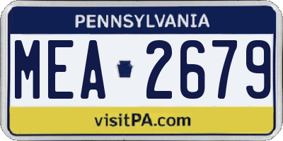 PA license plate MEA2679