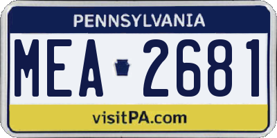 PA license plate MEA2681