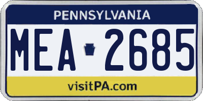 PA license plate MEA2685