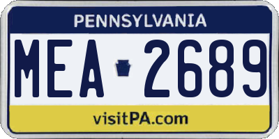 PA license plate MEA2689