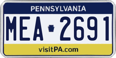 PA license plate MEA2691
