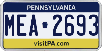 PA license plate MEA2693