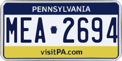 PA license plate MEA2694
