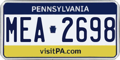 PA license plate MEA2698