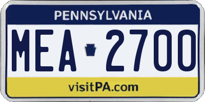 PA license plate MEA2700