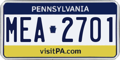 PA license plate MEA2701