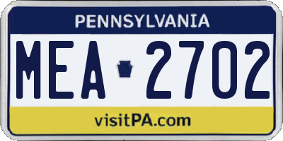 PA license plate MEA2702