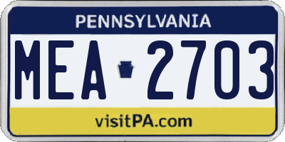 PA license plate MEA2703