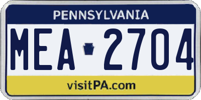PA license plate MEA2704