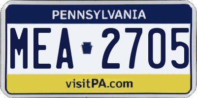 PA license plate MEA2705
