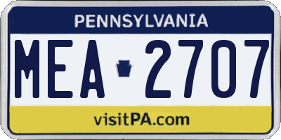 PA license plate MEA2707