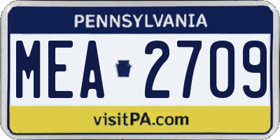 PA license plate MEA2709