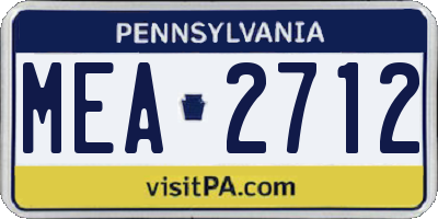 PA license plate MEA2712