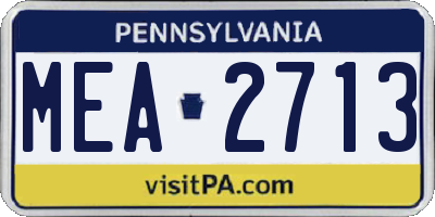 PA license plate MEA2713