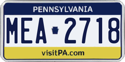 PA license plate MEA2718