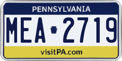 PA license plate MEA2719