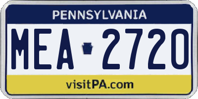 PA license plate MEA2720