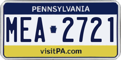 PA license plate MEA2721
