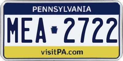 PA license plate MEA2722