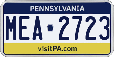 PA license plate MEA2723