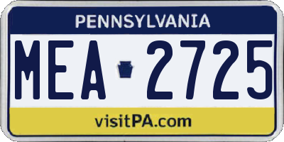 PA license plate MEA2725