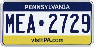 PA license plate MEA2729