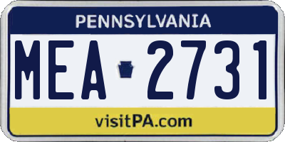 PA license plate MEA2731