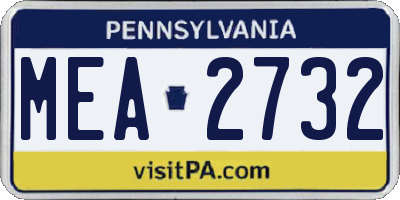 PA license plate MEA2732
