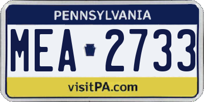 PA license plate MEA2733