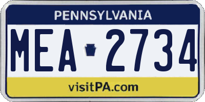 PA license plate MEA2734