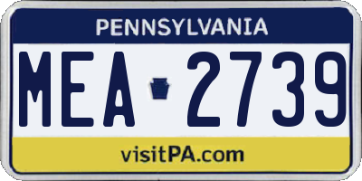 PA license plate MEA2739
