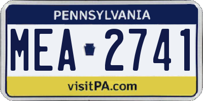 PA license plate MEA2741
